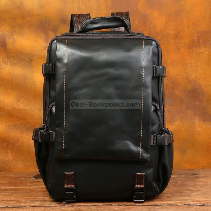 Retro Motorcycle Backpack - Black / 16 Inches