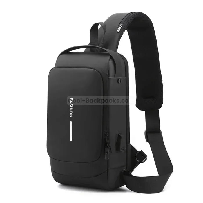 Anti Theft Messenger Bag - Black