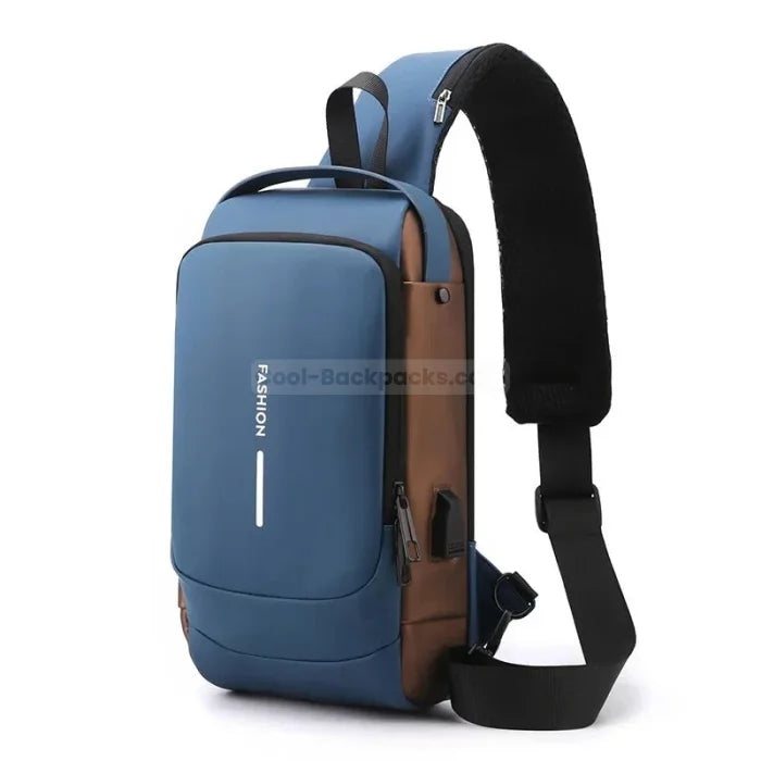 Anti Theft Messenger Bag - Blue