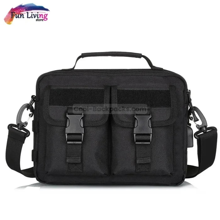 Army Style Messenger Bag - Black