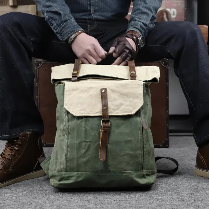 Beige Canvas Backpack