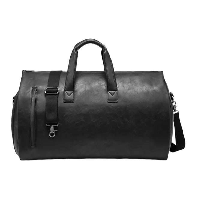 Black Leather Duffel Bag - Black