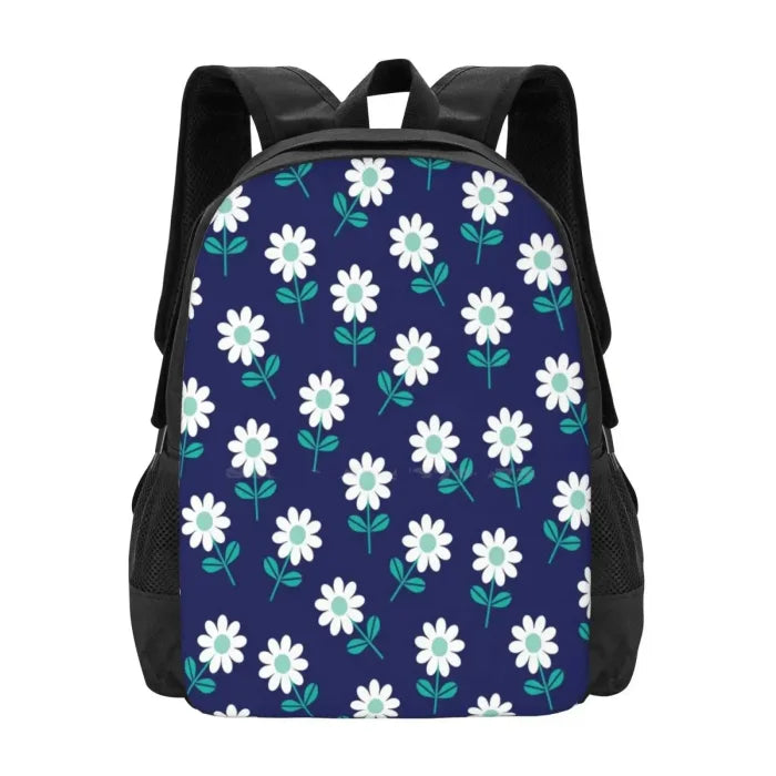 Blue and White Floral Backpack