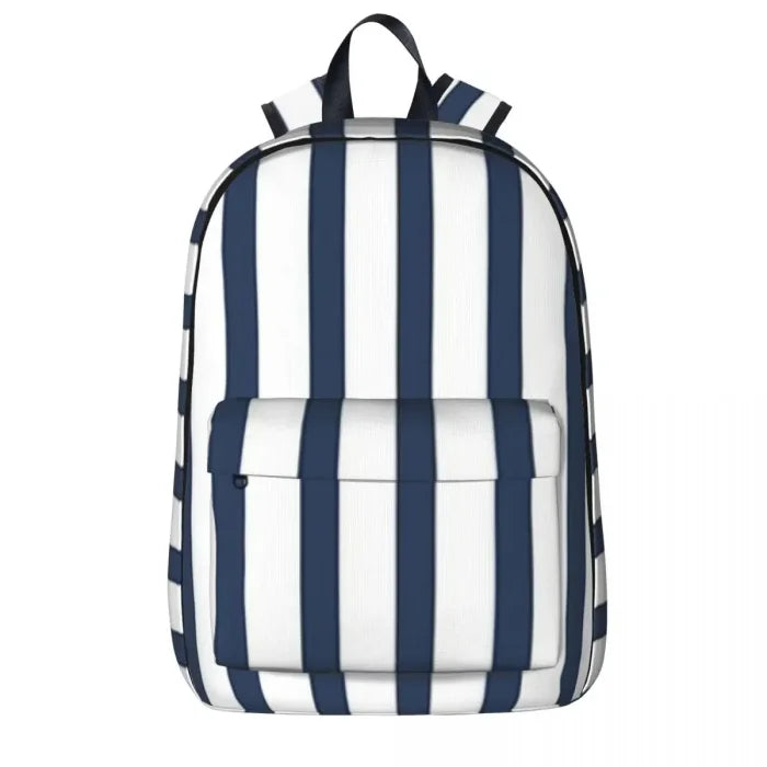 Blue and White Striped Backpack