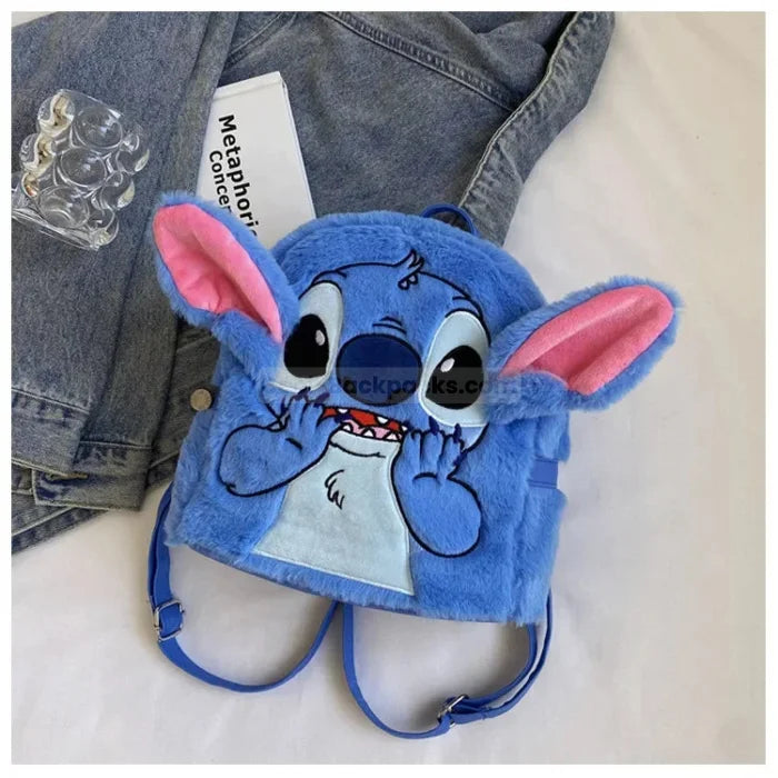 Blue Fluffy Backpack - Blue