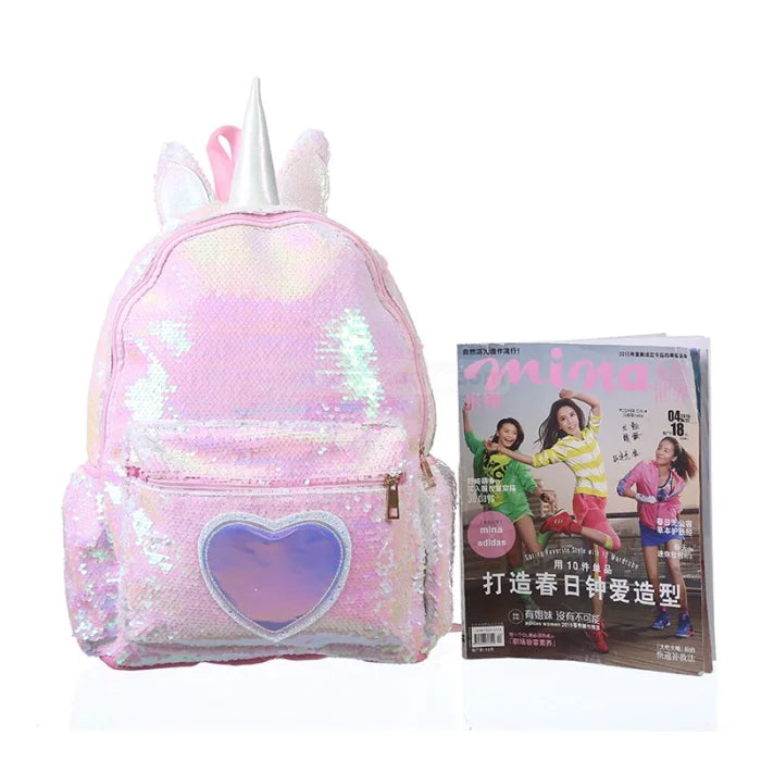 Blue Sequin Unicorn Backpack