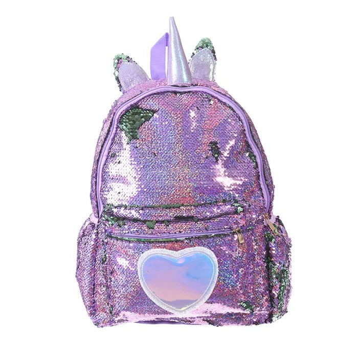 Blue Sequin Unicorn Backpack - Purple