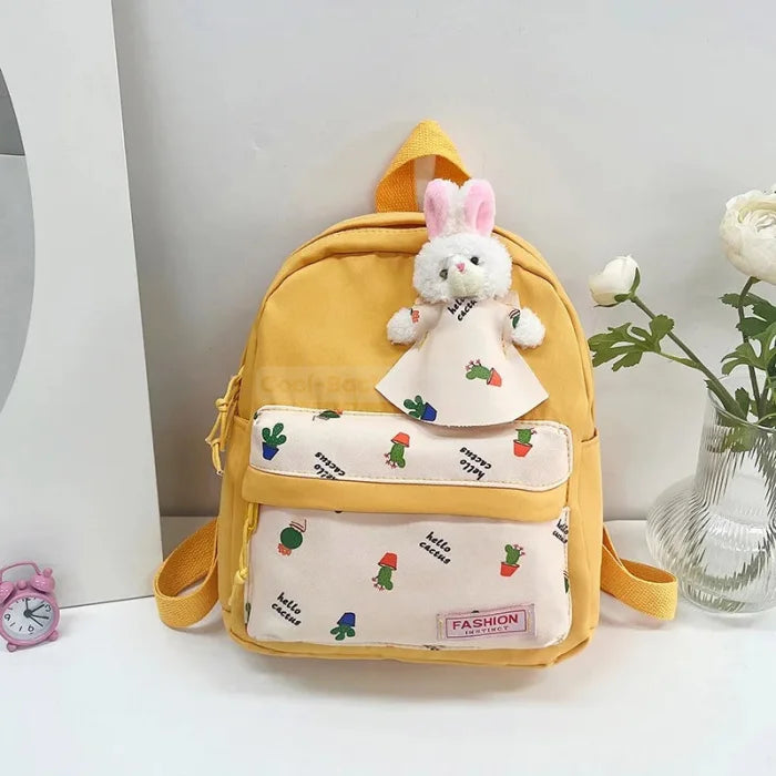 Bunny Print Backpack - Yellow