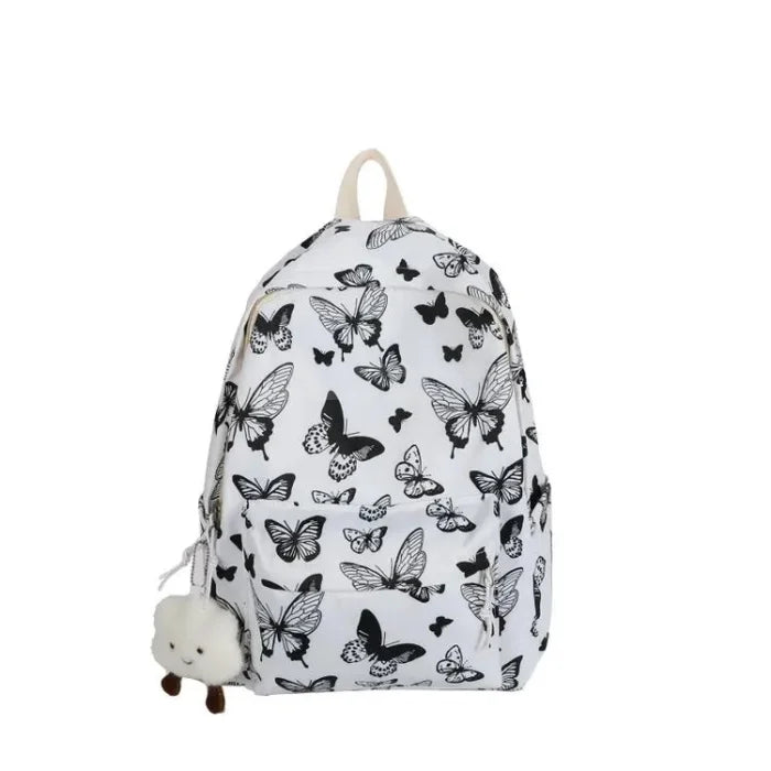 Butterfly Print Backpack - white