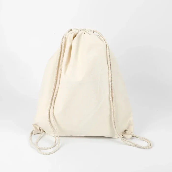 Canvas Drawstring Backpack - White