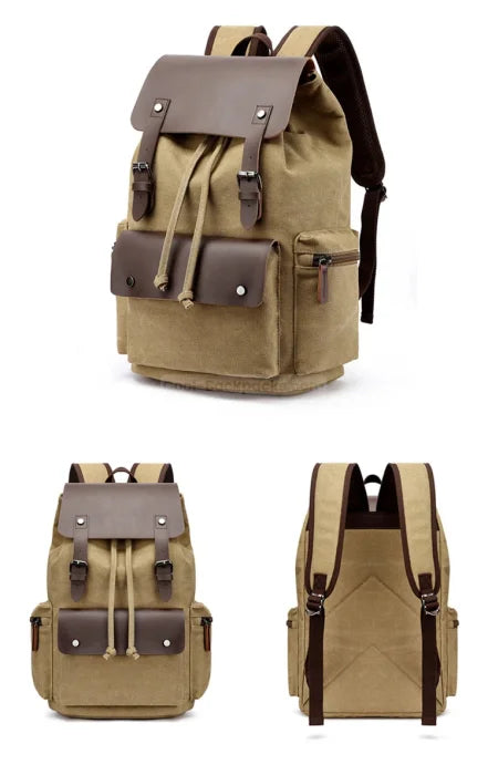 Canvas Leather Rucksack Backpack