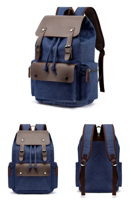 Canvas Leather Rucksack Backpack