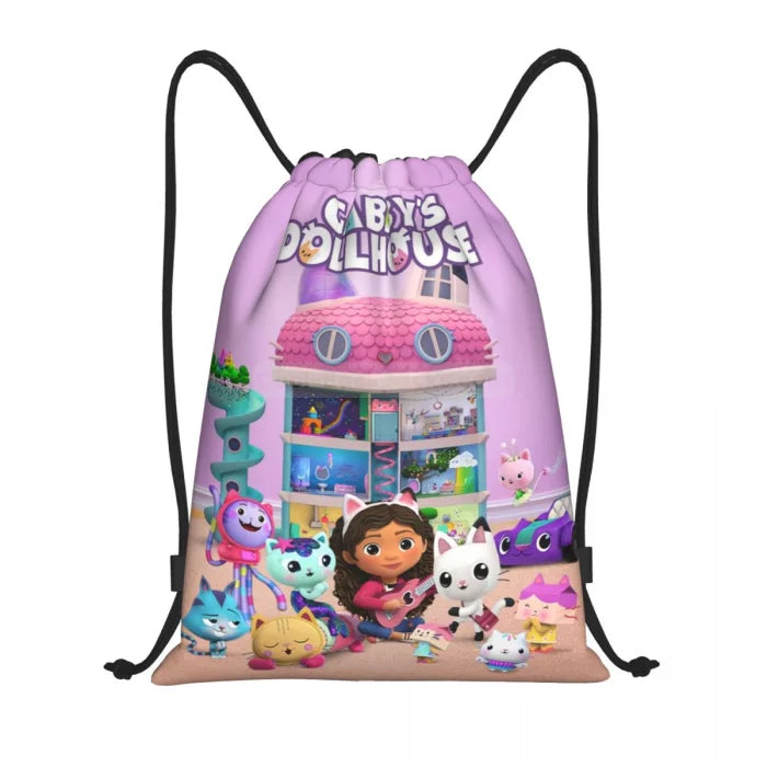 Cartoon Drawstring Backpack - Black 1