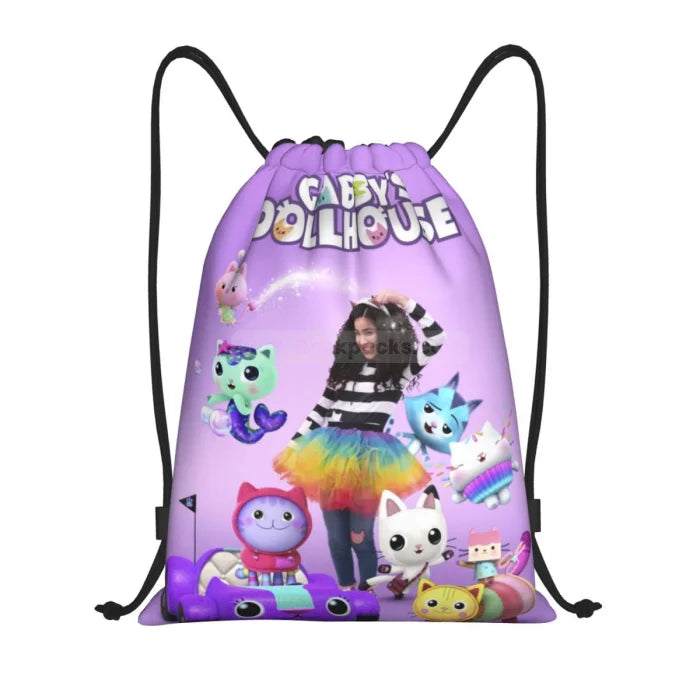 Cartoon Drawstring Backpack - Black 5