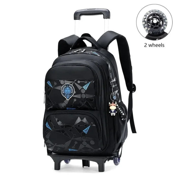 Chic Rolling Backpack - 2 wheels black blue