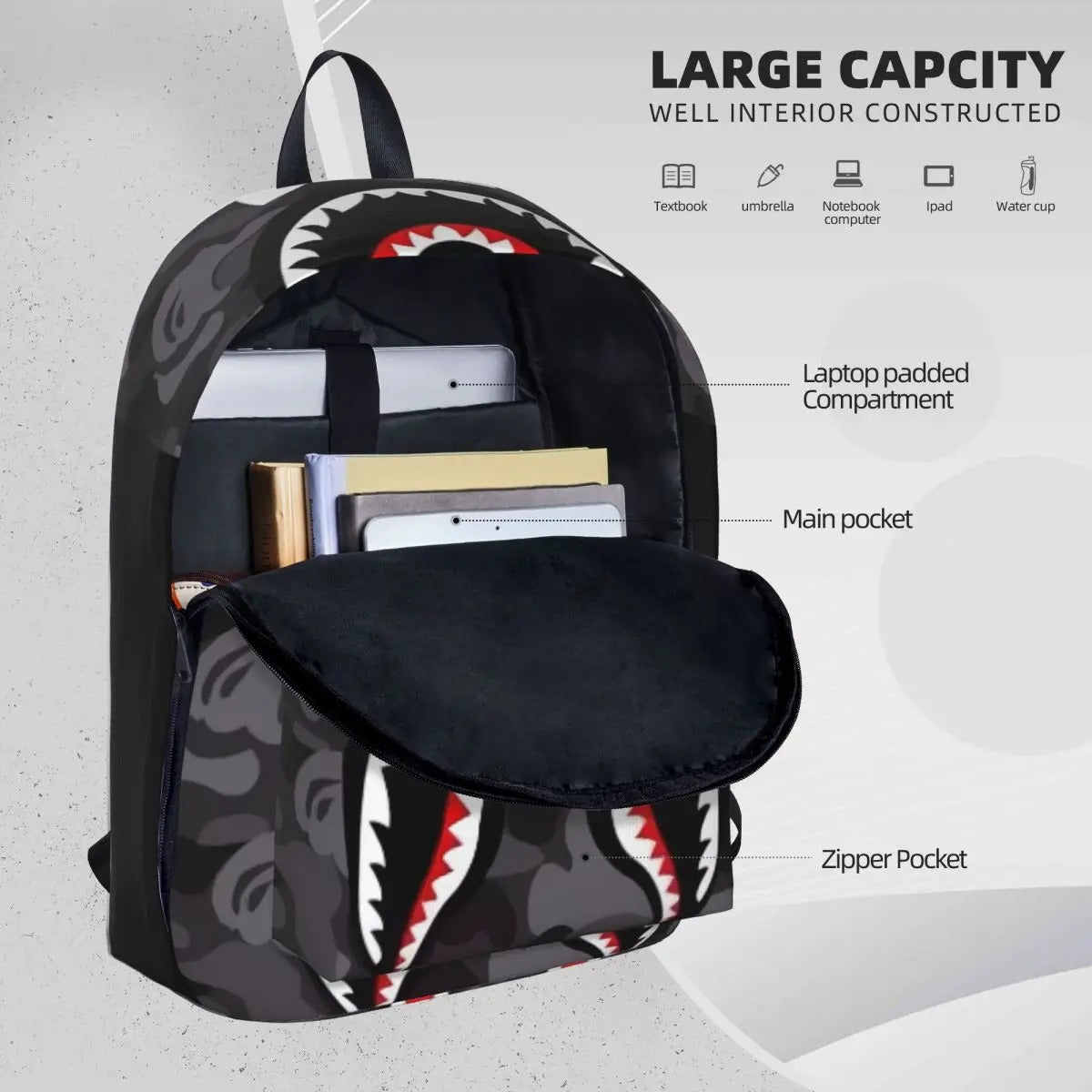 Cool Shark Backpack - 36x32x10cm