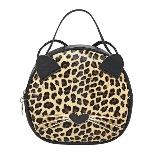 Cute Cat Messenger Bag - Leopard brown