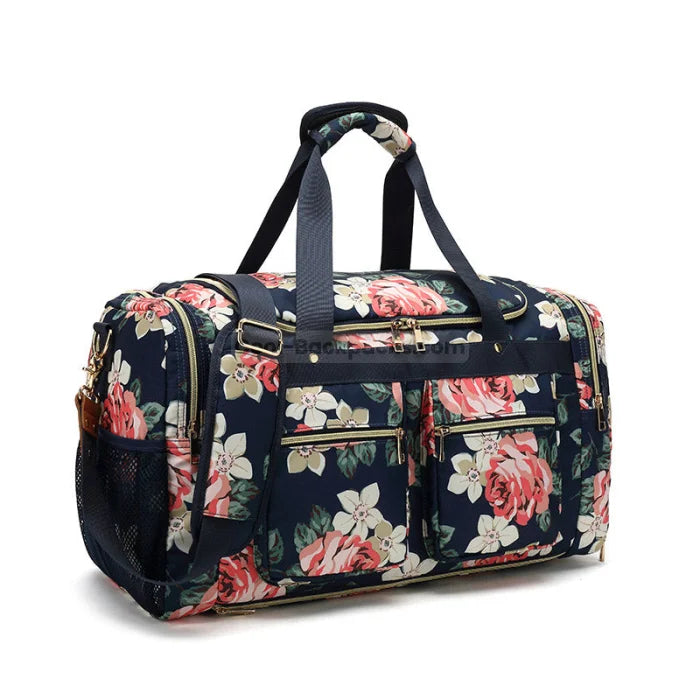 Floral Duffel Bag - Black