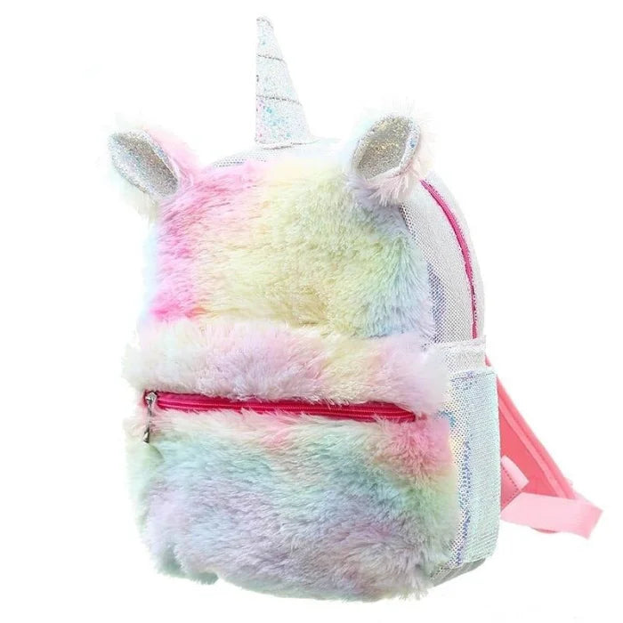 Fuzzy Unicorn Backpack - yellow