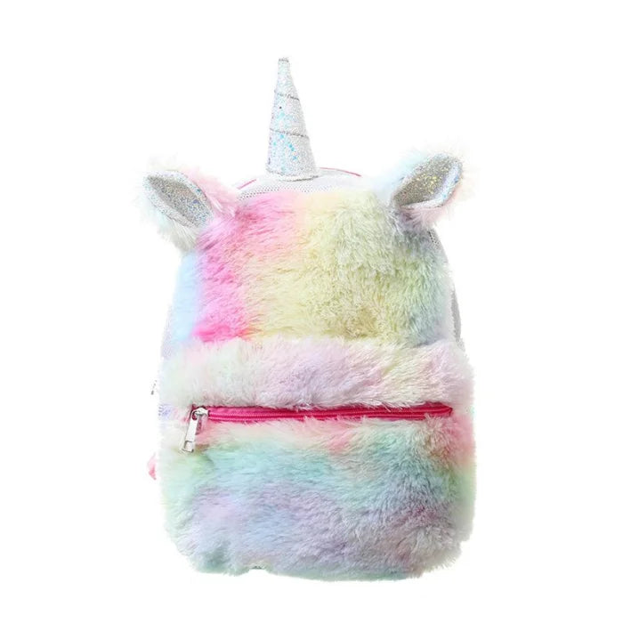 Fuzzy Unicorn Backpack - yellow