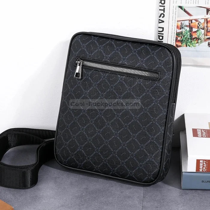 Geometric Messenger Bag - Black