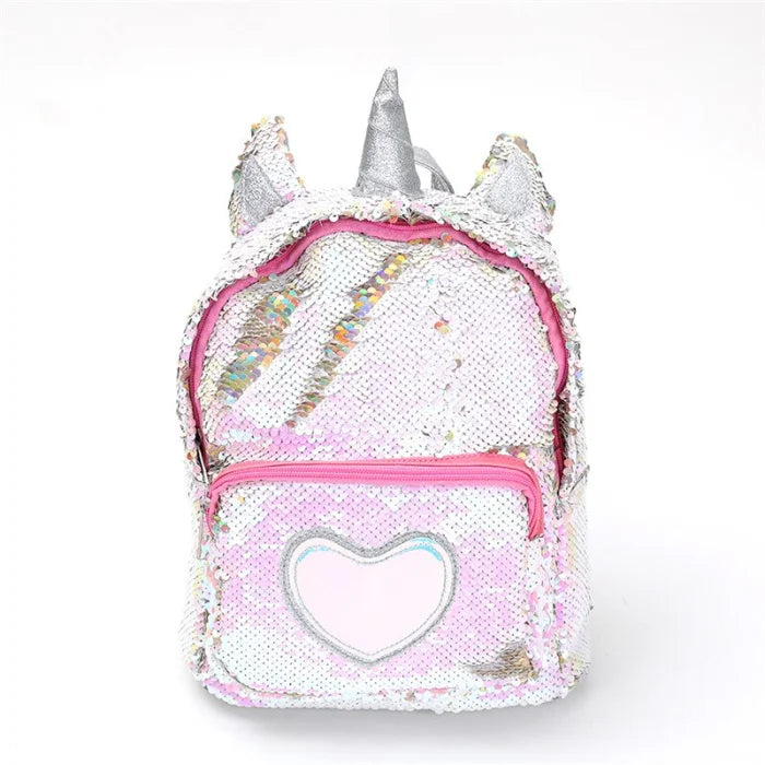 Glitter Unicorn Backpack - silver