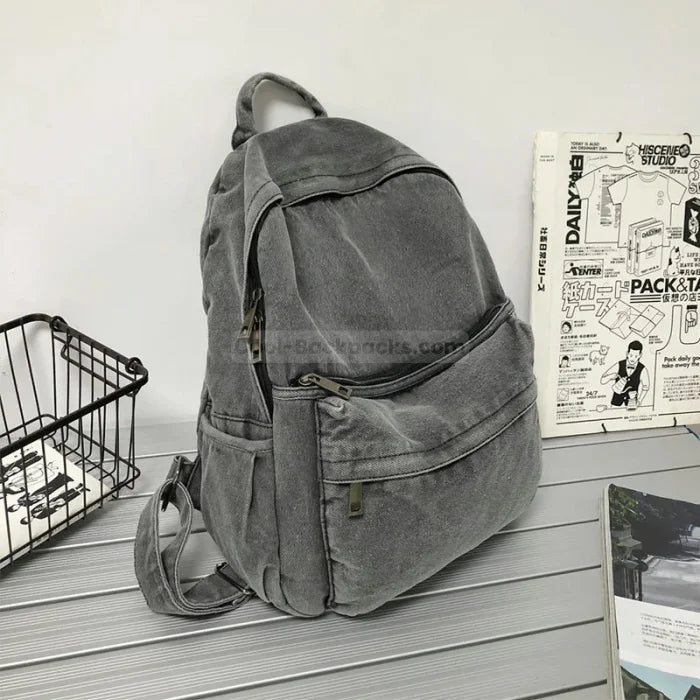 Gray Denim Backpack