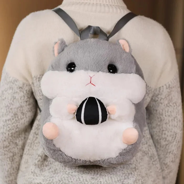 Hamster Plush Backpack - Gray