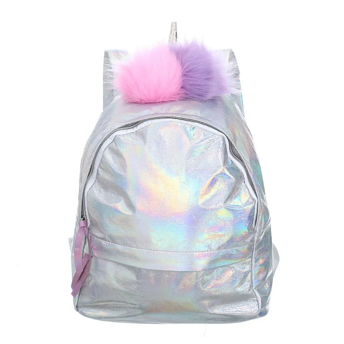 Leather Unicorn Backpack - Silver