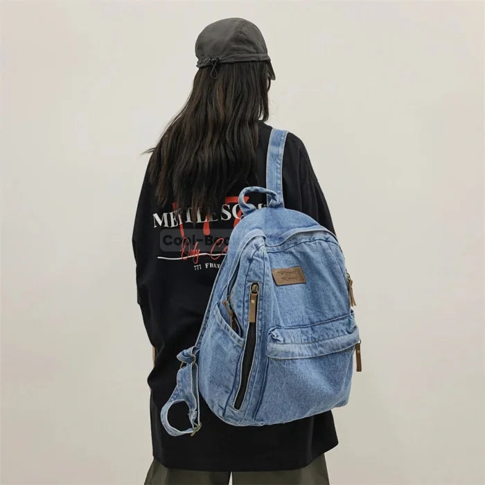 Light Blue Denim Backpack