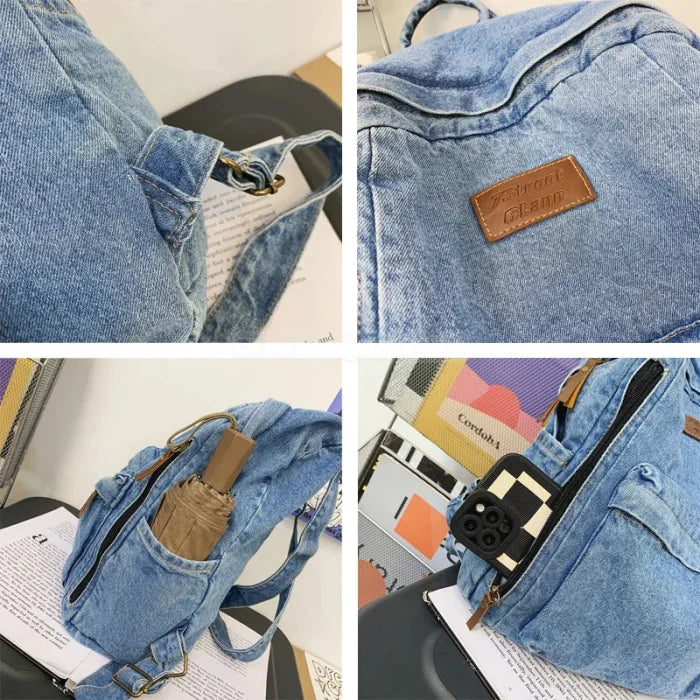 Light Blue Denim Backpack