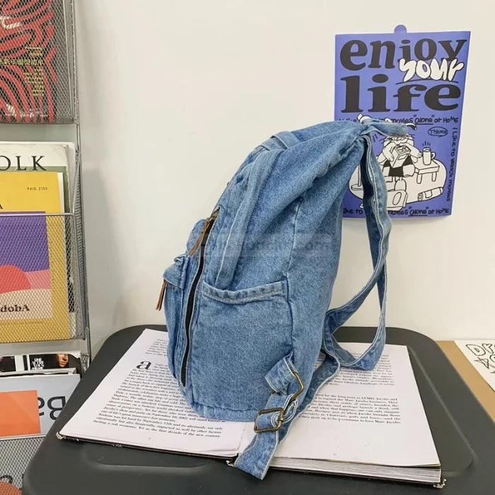 Light Blue Denim Backpack