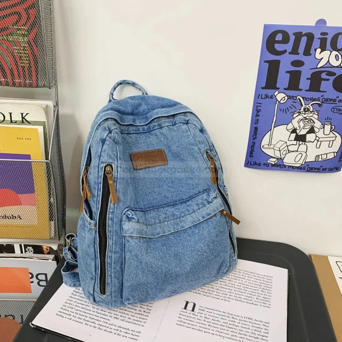 Light Blue Denim Backpack