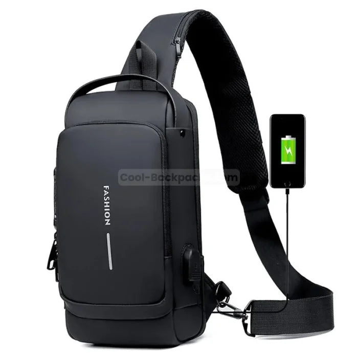 Messenger Bag with Charger - Black