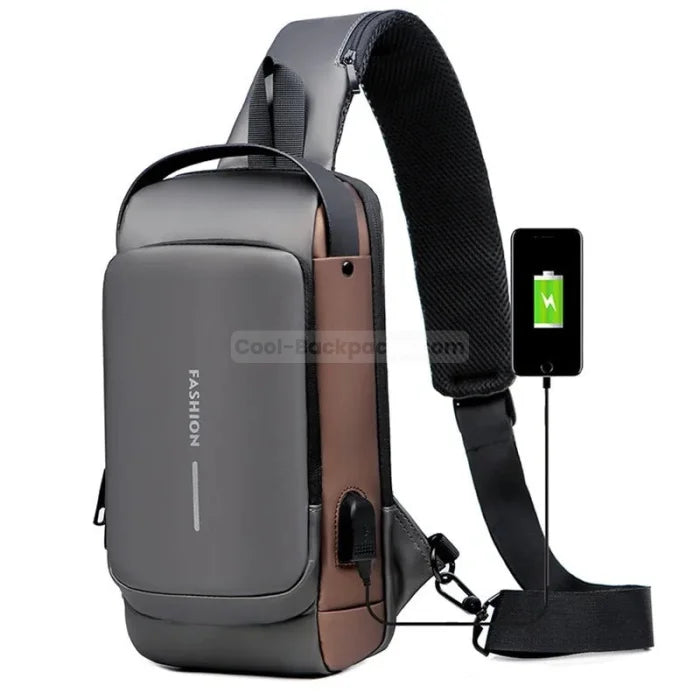 Messenger Bag with Charger - Gray