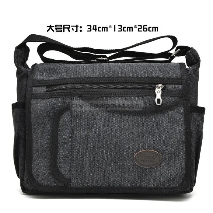 Messenger Bag with Drink Holder - Black