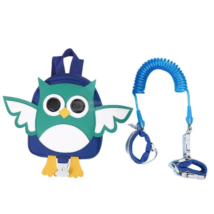 Owl Backpack Leash - Blue