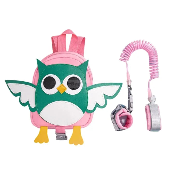 Owl Backpack Leash - Pink