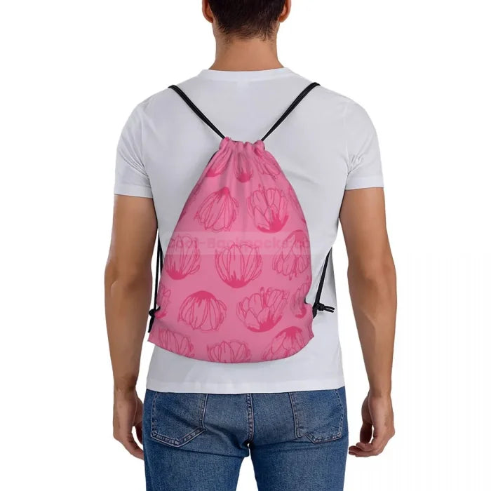 Pink Drawstring Backpack