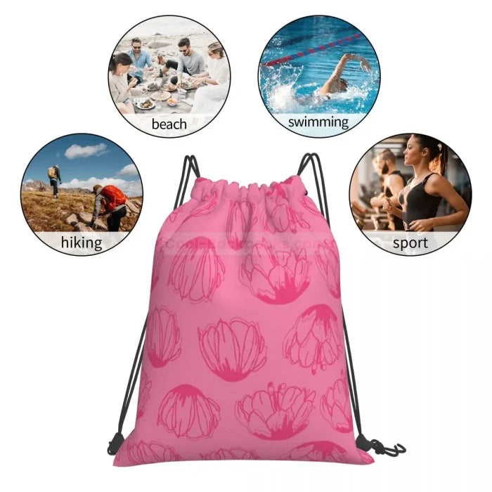 Pink Drawstring Backpack