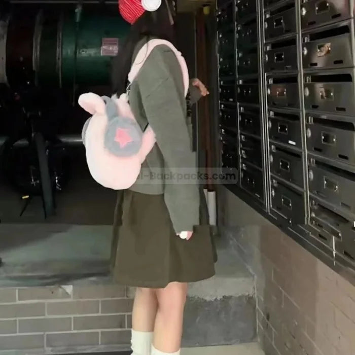 Pink Fluffy Bunny Backpack