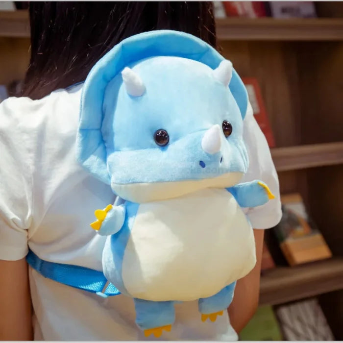 Plush Dinosaur Backpack - Triceratops