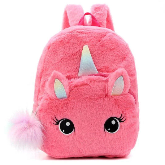 Plush Unicorn Backpack - Red