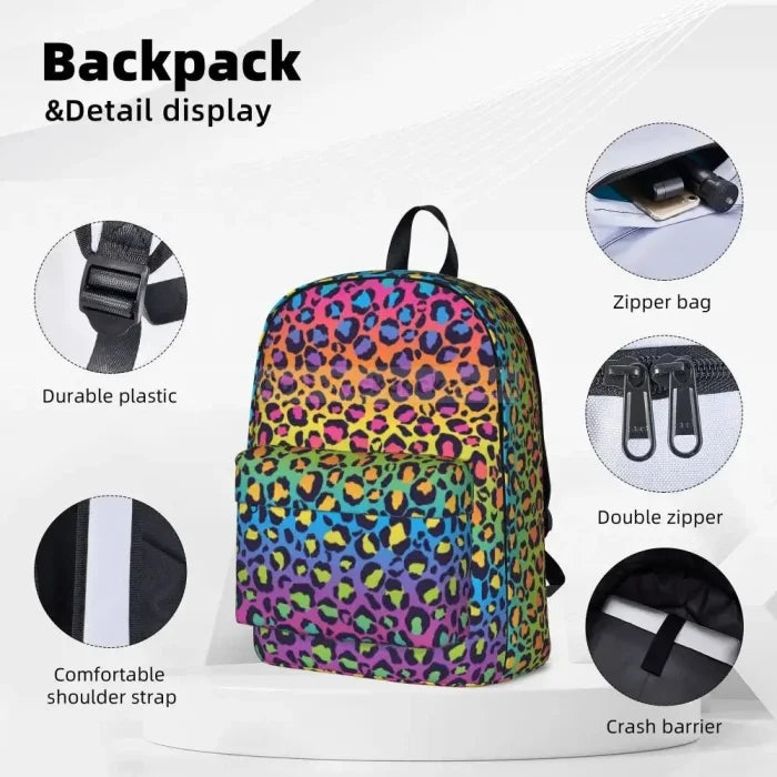 Rainbow Leopard Print Backpack