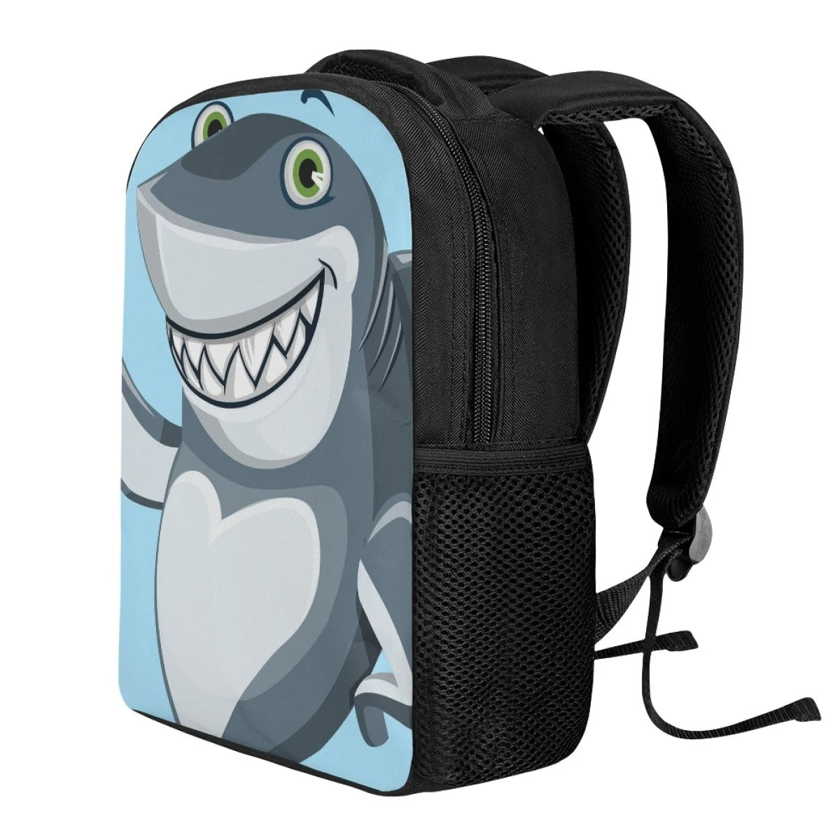 Shark Print Backpack - black