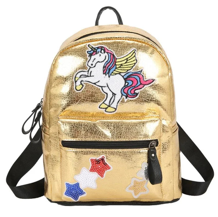 Silver Unicorn Backpack - Gold / 24x14x30cm