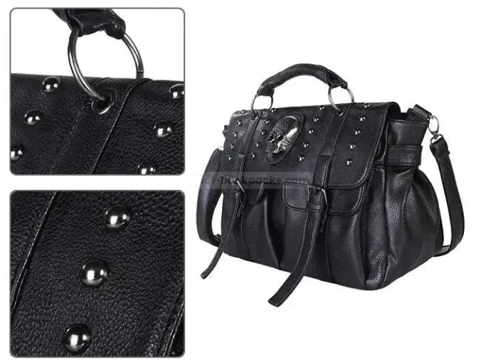 Skull Messenger Bag - Black