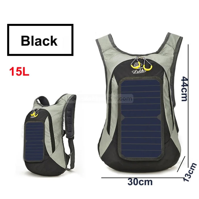 Solar Panel Hiking Backpack - Black