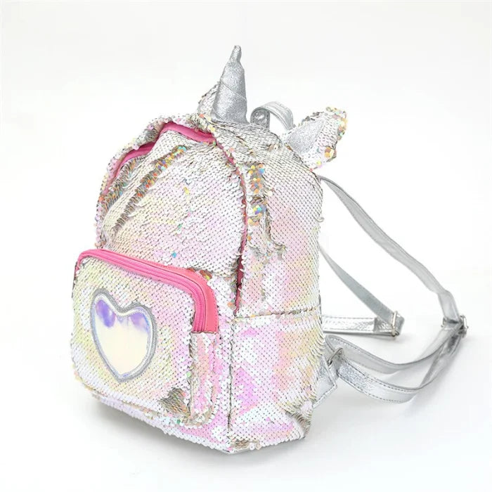 Sparkly Unicorn Backpack - silver