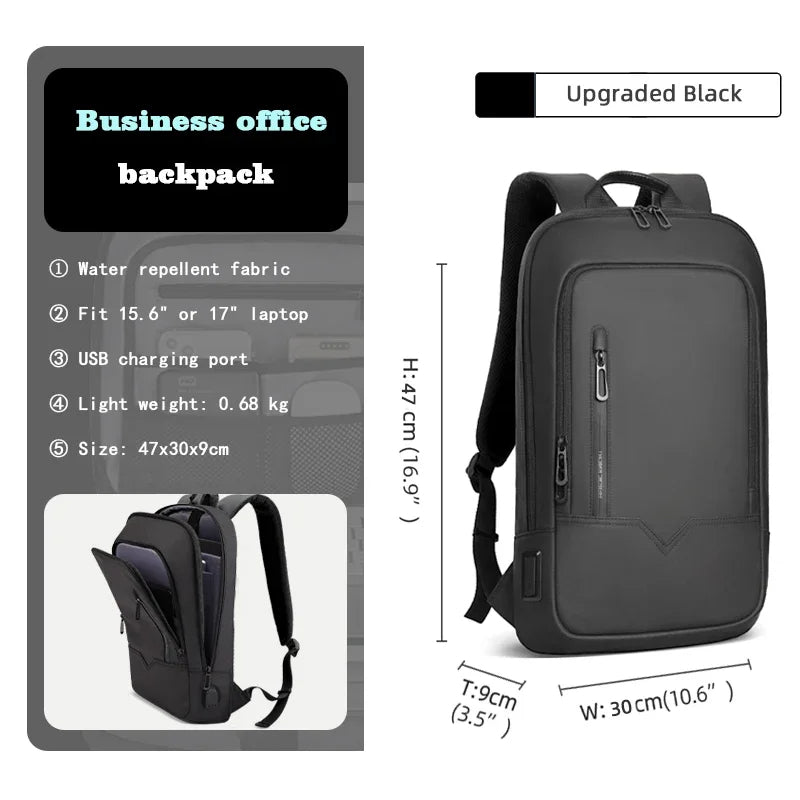 Thin Laptop Backpack - Black